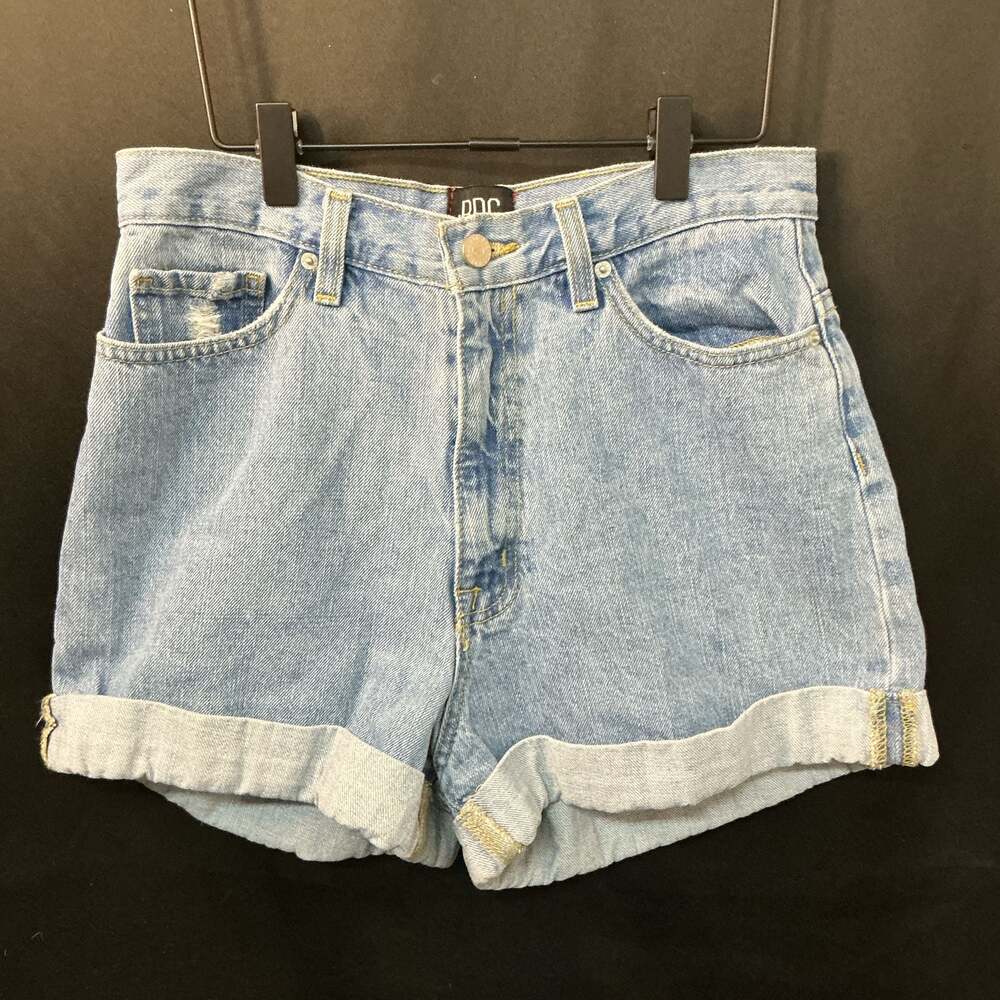BDG High-Rise Cuffed Denim Mom Shorts with Distressed Details